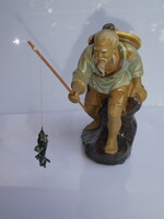 Kínai  figura  horgász álló kerámia