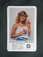 Kártyanaptár,Salgótarján ÁFÉSZ,Nógrádi ropogos sós pálcika,női modell, 1983   (7)