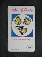Kártyanaptár,Mini prop,Walt Disney,A három kismalac rajzfilm, 1986   (7)