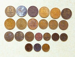 Szovjetunió Oroszország 22 db Különböző Érme 2 3 5 Kopek Kopejka 1954-1991