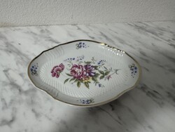 Virágmintás Hollóházi Pannónia, hortenzia porcelán kínáló tálka