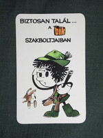 Kártyanaptár,BIK,Borsodi iparcikk üzletek,Miskolc,grafikai,reklám figura,vadász, 1978  (7)