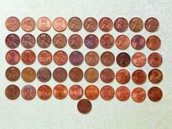 USA 51 db Különböző Érme 1 Cent 1960-2017