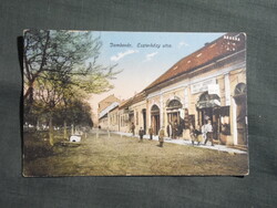Képeslap,Dombóvár,Eszterházy utca,Reich József Párisi nagy áruház,bazár,Karinger J. Bp. kiadás,1914-