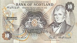 10 font pound pounds 1990 Bank of Scotland T.N. Risk és P. Burt Skócia