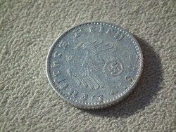 Németország, horogkeresztes birodalmi 50 Pfennig (Reichspfennig), 1943 G