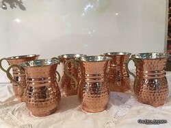 RÉZ BÖGRE - 6 db - ÚJ -3 dl - 11 x 8 cm + FÜL - BOLTI ÁRA  - 42. 500 ft - LEÁRAZVA