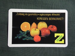 Kártyanaptár,Zöldért zöldség gyümölcs,csemege üzletek, 1988   (7)