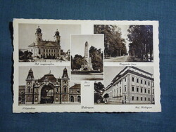 Postcard,Debrecen,church,train station,monument,dormitory,tree-lined avenue,Gárdony Fenyvesi Bp. edition 1941-