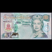 Gibraltár 5 Pounds Sterling 2000 P-29 Millennium emlékbankjegy QE II UNC
