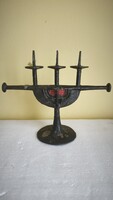 Mcm retro vintage midcentury Pap Zoltán gyertyatartó bronz + zománc