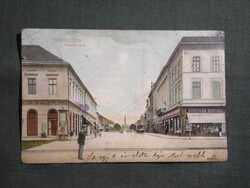 Képeslap,litho,Debrecen,Kossuth utca,Tóth Gyula Kontsek Kornél üzlete,Trenkler Leipzig kiadás,1911-