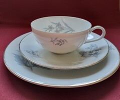 Edelstein Bavaria német porcelán reggeliző szett csésze csészealj kistányér kávés teás virág minta