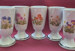 Mezei botanikai virág mintás porcelán váza kínáló asztalközép csésze pohár pipacs árvácska margaréta