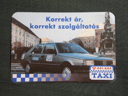 Kártyanaptár,Kék fehér kockás TAXI,Pécs,Fiat Croma autó, 1995   (7)