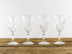 Vintage francia Cristal d'Arques "Chaumont" ólomkristály kehely szett – 4+1 db