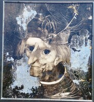 Szász Endre -Man's head with silver background-