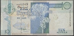 Seychelles szigetek 10 Rupees / Rúpia 1998, F+.