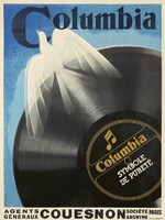 Columbia Records 1929 vintage art deco hanglemez bakelit reklám plakát reprint nyomat fehér galamb