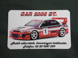 Kártyanaptár,Cegléd,Car 2000 autókereskedés,Mitsubishi Lancer WRC Rally autó, 2002   (7)