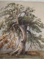 Károly Baróthi (Baróthy), 1881, antique watercolor landscape
