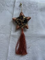 Gyönyörű retró nagy csillagkövekkel gyöngyökkel, karácsonyfa dísz, a valóságban sokkal szebb.