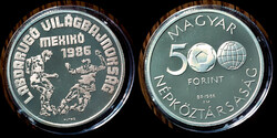 V 6522 Magyarország ezüst 500 forint 1986 Labdarúgó Világbajnokság Mexikó 1986 (játékosok) Proof