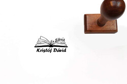 Open book ex libris stamp with own name