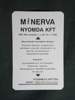 Kártyanaptár,Minerva nyomda,Pécs, 1991   (7)