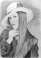 Angyalos László: Híres arcok -7. Summer Glau. Ceruza rajz (50X70)