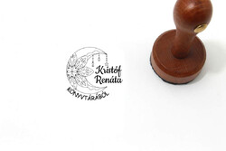 Mystical moon ex libris stamp with own name