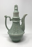 Gyönyörű halványzöld szeladon mázas kínaizáló porcelán kanna kancsó  (27cm) RZ