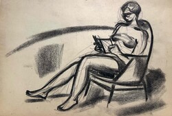 Jozefka Antal (1935- ) Reading woman - retro-style artwork /invoice provided/