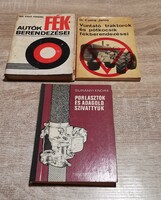 Retró műszaki szakkönyv csomag (Veterán autó, traktor, porlasztó, fék) - 3 db