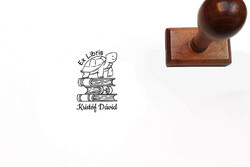 Book turtle ex libris stamp with own name