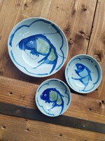 Öreg, porcelán tányérok, kínáló - " pontyosan / 3 db.