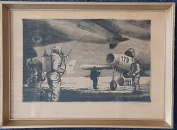 MIG 15 repülőgép - rézkarc