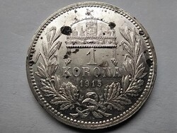 Magyarország I. Ferenc József (1848-1916) .835 Ezüst 1 Korona 1915 KB