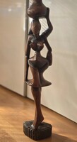 Nagyméretű (58.5 cm) kéźzel faragott, absztrakt afrikai/szenegáli keményfa szobor 1.6 kg