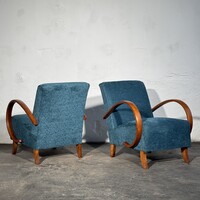 Felújított Jindrich Halabala H-410 art deco fotel (2db)