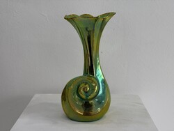 Zsolnay eozin csigaváza Ujj Zsuzsa terve modern retor mid century váza