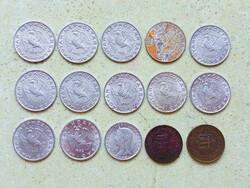 Magyarország 15 db Különböző Érme 2 5 10 Fillér 1946-1990