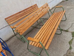 Retro csővázas kerti pad régi strand padok szánkotalpas kerti pad vas pad Balatoni kerti pad