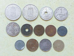 Magyarország 13 db Különböző Érme 2 10 20 Fillér 1 2 Pengő 1915-1944