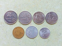 Szlovákia 7 db Különböző Érme 20 50 Halierov 1 2 5 Korona 1993-2001