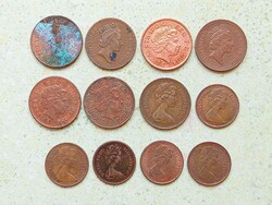 Anglia 12 db Különböző Érme 1/2 1 Penny 1971-2014