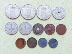 Magyarország 13 db Különböző Érme 2 10 20 Fillér 1 2 Pengő 1927-1944