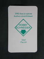 Kártyanaptár,Hobby Schneider modell bolt,Sásd Piac tér, 1992   (7)