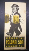 Kőbányai Polgári sör (régi számolócédula)
