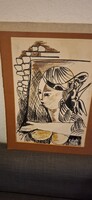 Kadár Béla  jelzéssel art deco stílusú női portré